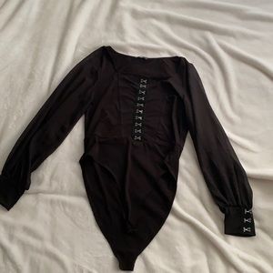 Black long sleeve corset bodysuit